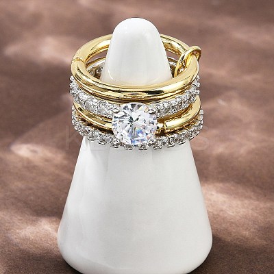 Brass Micro Pave Cubic Zirconia Plain Band Finger Rings for Women RJEW-P160-01F-G01-1