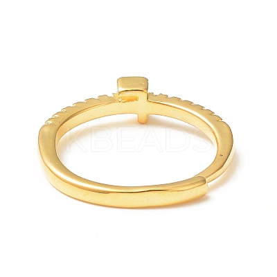 Clear Cubic Zirconia Initial Letter Adjustable Ring RJEW-C052-01G-F-1