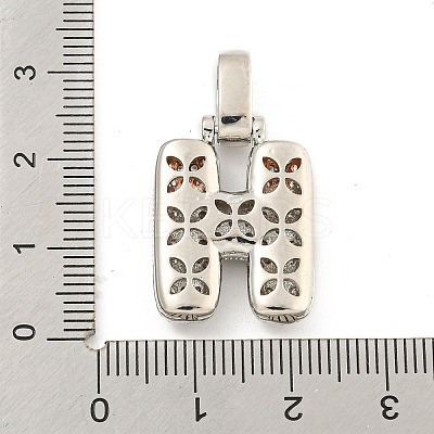 Brass Micro Pave Clear Cubic Zirconia Pendants KK-B099-01P-H-1