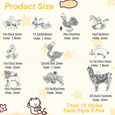 80PCS 10Style Tibetan Style Alloy Pendants TIBEP-AR0001-11-1