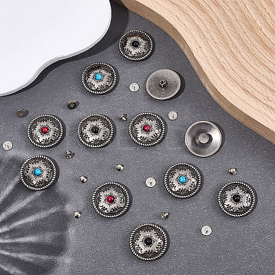 12 Sets 3 Colors Alloy Decorative Rivets BUTT-CP0001-07B-1