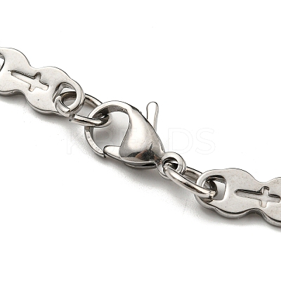 Two Tone 201 Stainless Steel Oval & Cross Link Chain Bracelet BJEW-B078-43BP-1