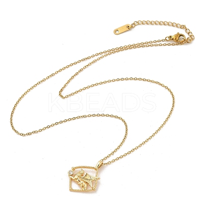 Brass Clear Cubic Zirconia Pendant Necklaces for Women NJEW-R018-02G-02-1