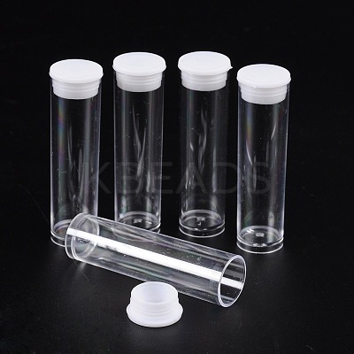 Clear Tube Plastic Bead Containers with Lid X-C068Y-1