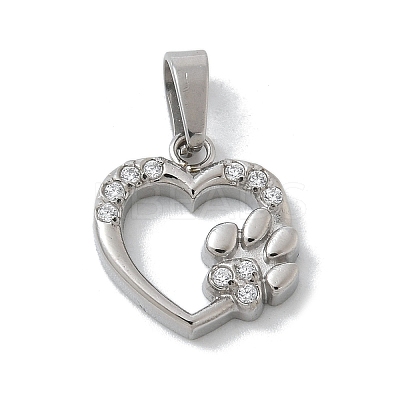 304 Stainless Steel Micro Pave Cubic Zirconia Pendants STAS-Z107-04P-09-1