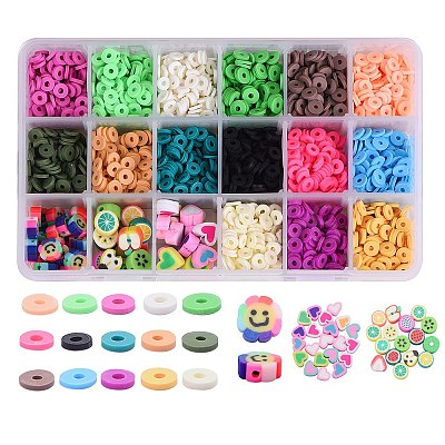 126g 15 Colors Handmade Polymer Clay Beads CLAY-SZ0001-32-1
