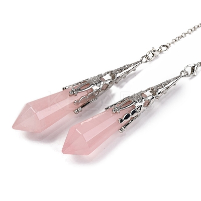 Natural Rose Quartz Pointed Dowsing Pendulum Big Pendants G-H285-06P-A22-1