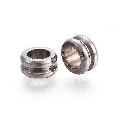 Tarnish Resistant 304 Stainless Steel Grooved Beads STAS-I117-16A-P-1