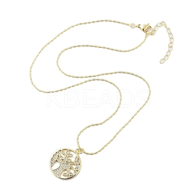 Brass Micro Pave Clear Cubic Zirconia Pendant Necklaces for Women NJEW-M009-04G-A-1
