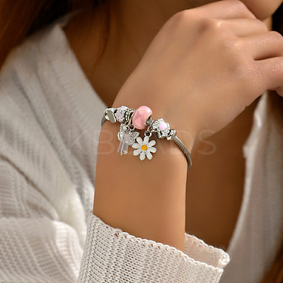Non-Tarnish 201 Stainless Steel European Bracelet OQ8559-1-1