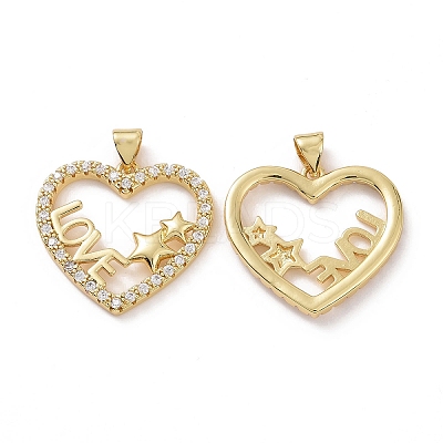 Brass Cubic Zirconia Pendants KK-G453-01G-02-1