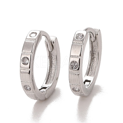 Clear Cubic Zirconia Hoop Earrings EJEW-E262-01P-1
