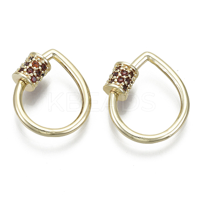 Brass Micro Pave Cubic Zirconia Screw Carabiner Lock Charms KK-R136-069C-NF-1