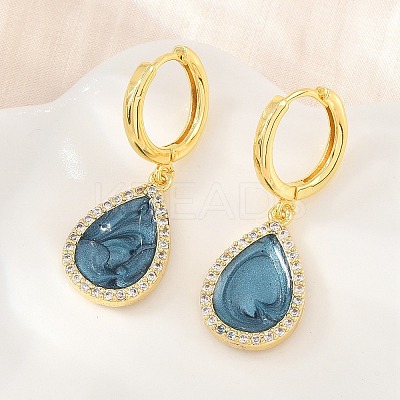Brass Micro Pave Cubic Zirconia Hoop Dangle Earrings KK-CBA8324-11G-1