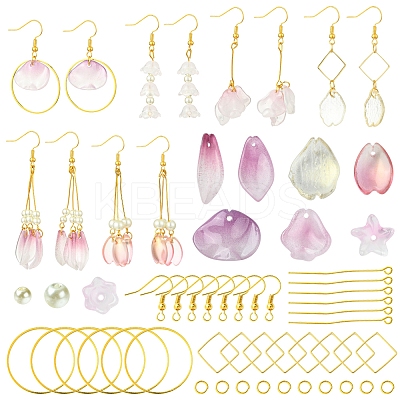 DIY Leaf & Flower Glass Earrings Jewelry Making Kits DIY-FS0007-06-1