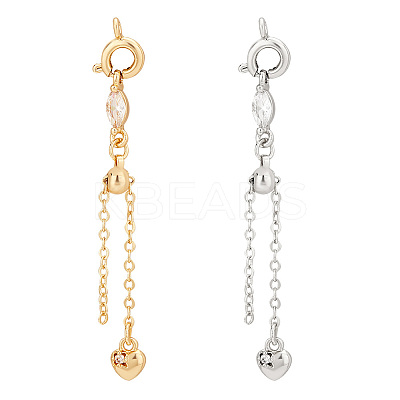 4Pcs 2 Colors Alloy & Brass Chain Extender with Cubic Zirconia FIND-PH0017-99-1