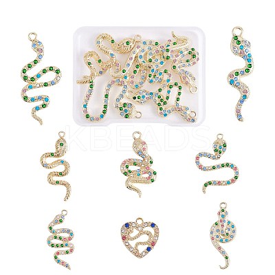 16 Pieces Alloy Snake Charms Pendant Cubic Zirconia Snake Charm Animal Pendant Mixed Color for Jewelry Necklace Earring Making Crafts JX732A-1