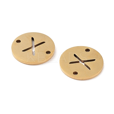 PVD Vacuum Plating 201 Stainless Steel Hollow Flat Round Links FIND-R149-03X-G-1