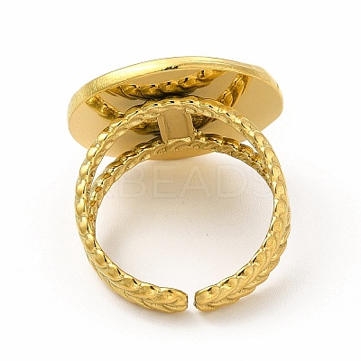 Ion Plating(IP) 304 Stainless Steel Sun & Moon Planet Open Cuff Ring for Women RJEW-B027-20G-1