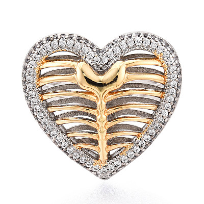 Brass Micro Pave Cubic Zirconia Adjustable Open Cuff Rings for Women RJEW-N051-06GP-1