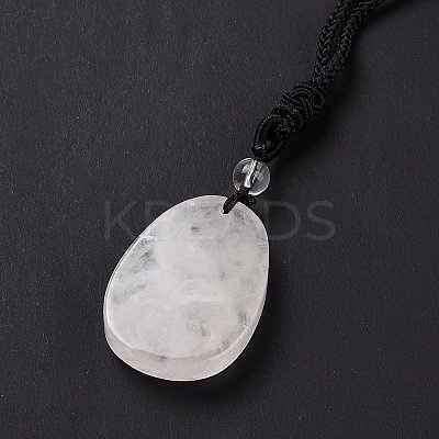 Adjustable Natural Quartz Crystal Teardrop with Spiral Pendant Necklace with Nylon Cord for Women NJEW-L171-04F-1