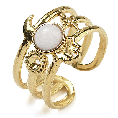 Natural White Jade Finger Rings RJEW-U027-07G-05-1