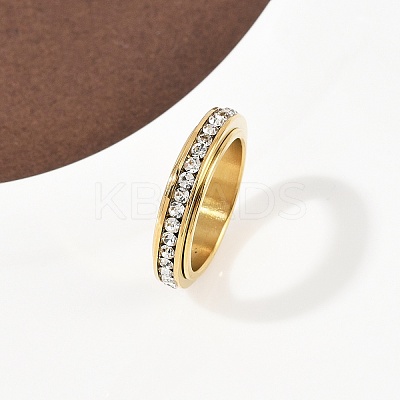 304 Stainless Steel Rhinestone Rotating Finger Rings LS-RJEW-A074-01B-G-1