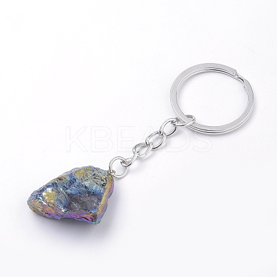 Rainbow Plated Natural Crystal Quartz Keychain KEYC-S252-11-1