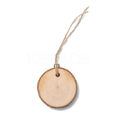 Flat Round Wood Big Pendant Decorations WOOD-F010-02-1