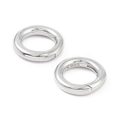 Anti-Tarnish Rhodium Plated 925 Sterling Silver Spring Gate Rings STER-K173-27P-1