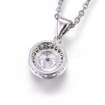 Brass Micro Pave Cubic Zirconia Pendant Necklaces NJEW-L146-01-1