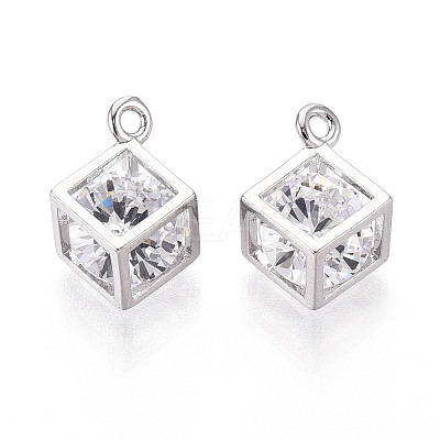 Brass Micro Pave Cubic Zirconia Charms KK-N264-02B-P-1