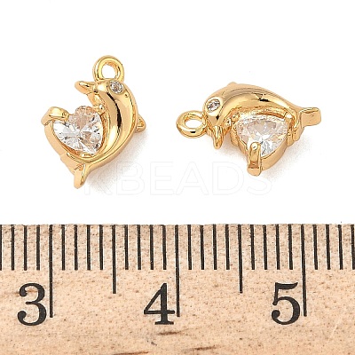 Ocean Brass Micro Pave Clear Cubic Zirconia Charms KK-B160-42G-01-1
