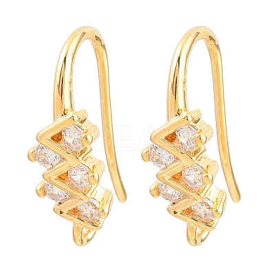 Brass Rhinestone Earring Hooks KK-C261-01E-G-1