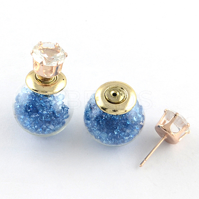 Double Sided Glass Ball Stud Earrings LS-X-EJEW-R104-06F-1