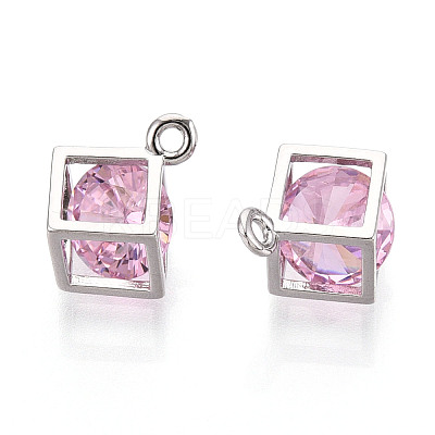 Brass Micro Pave Cubic Zirconia Charms KK-N264-02A-P-1