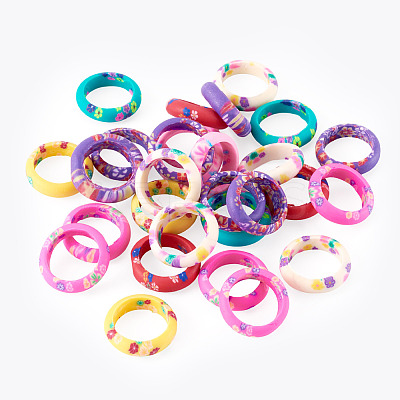 30Pcs Handmade Polymer Clay Finger Rings RJEW-TA0001-11B-1