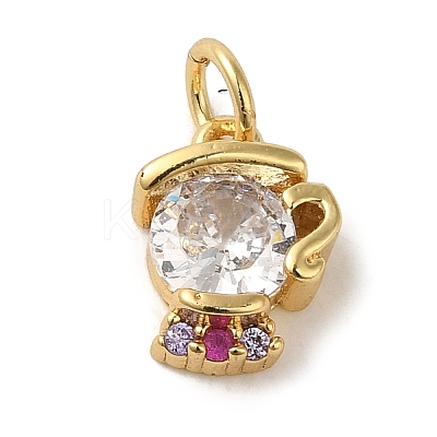 Brass Micro Pave Clear Cubic Zirconia Pendants KK-R162-021D-G-1