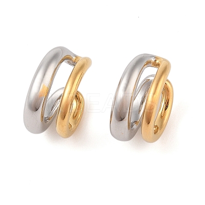 304 Stainless Steel Two Tone Cuff Earrings for Women EJEW-Z070-01G-1
