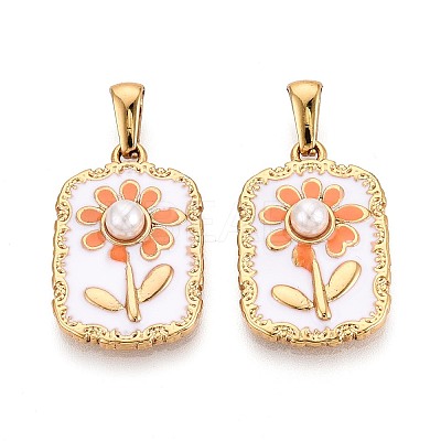 304 Stainless Steel & Enamel & ABS Imitation Pearl Pendants STAS-T072-144A-G-1