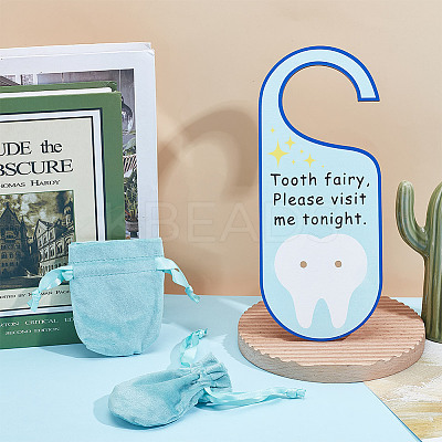 2Pcs Poplar Plywood Tooth Fairy Door Hanger AJEW-NB0007-14B-1