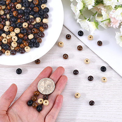 400Pcs 4 Styles Natural Wood Beads WOOD-GF0002-15A-1