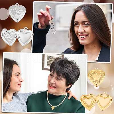 20Pcs 2 Colors Valentine's Day Brass Locket Pendant KK-GA0001-58-1