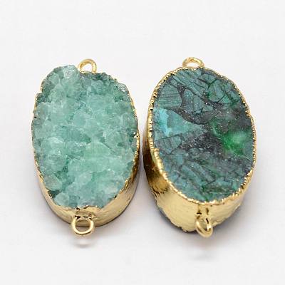 Electroplated Natural & Dyed Druzy Agate Links connectors G-N0168-018B-1