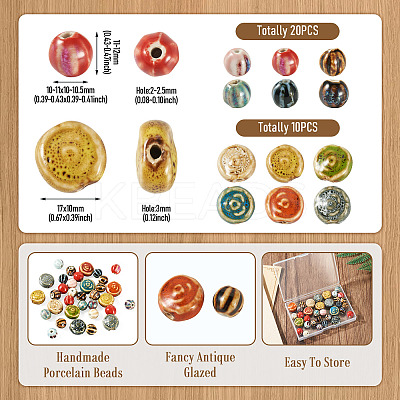 30Pcs Handmade Porcelain Beads PORC-TA0001-79-1