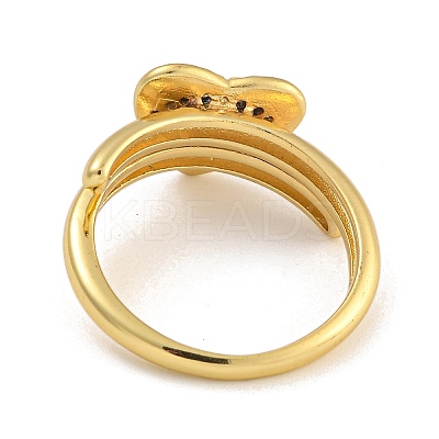 2Pcs 2 Styles Brass Micro Pave Cubic Zirconia Adjustable Rings for Women RJEW-P127-14G-1