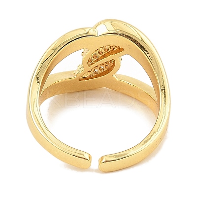 Brass Micro Pave Cubic Zirconia Cuff Rings for Women RJEW-S392-14G-1