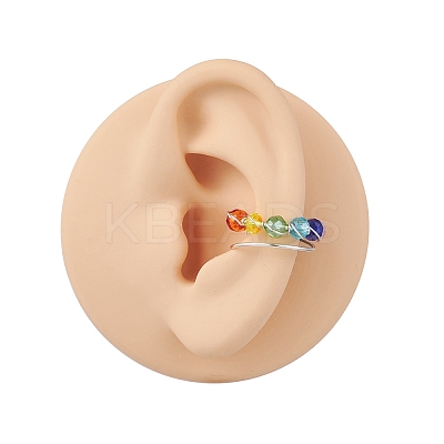 Colorful Glass Cuff Earrings EJEW-JE05699-01-1