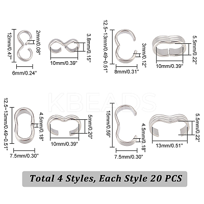 80Pcs 4 Style Stainless Steel Quick Link Connectors STAS-GA0001-42-1