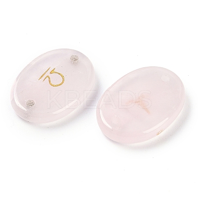 12Pcs 12 Styles Twelve Constellation Natural Rose Quartz Flat Oval Links Connector Charms G-K359-05B-1